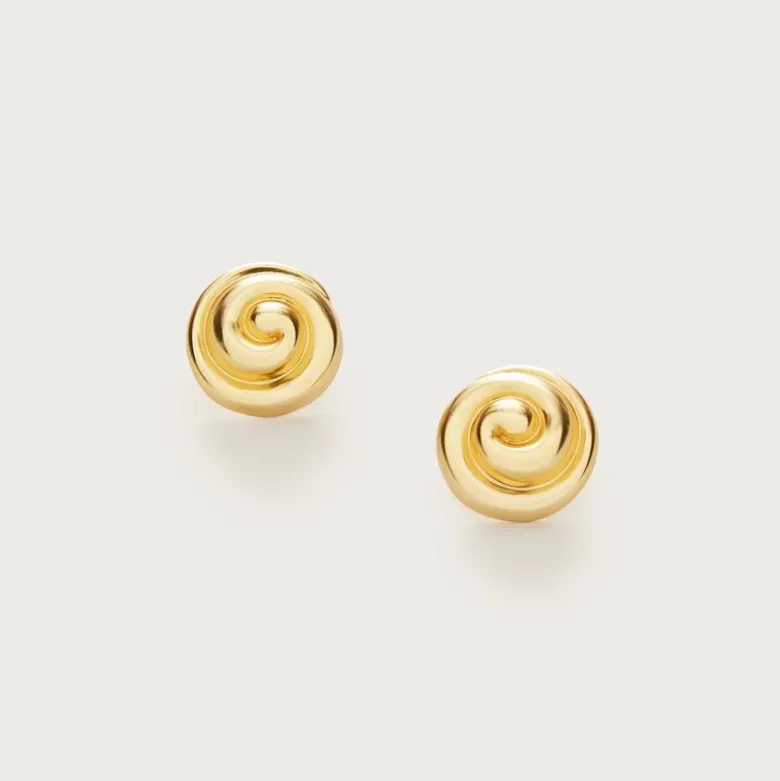 Swirl button earrings