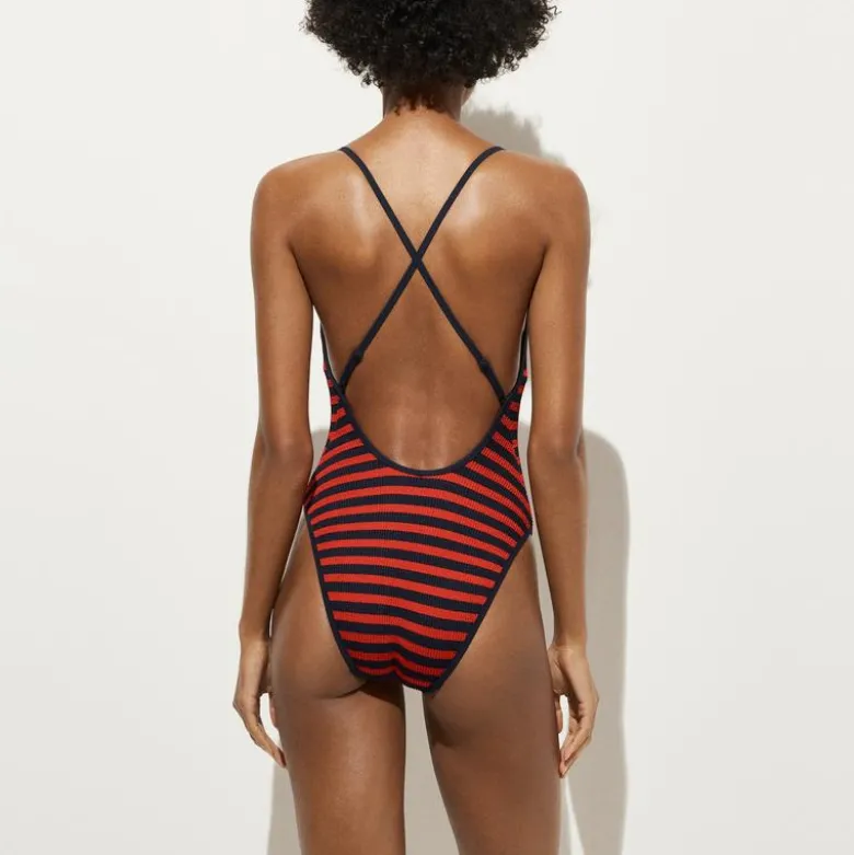 Sydney scrunchie one-piece swimsuit in stripe print