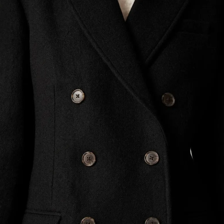 Tailored peacoat in Italian wool-blend melton