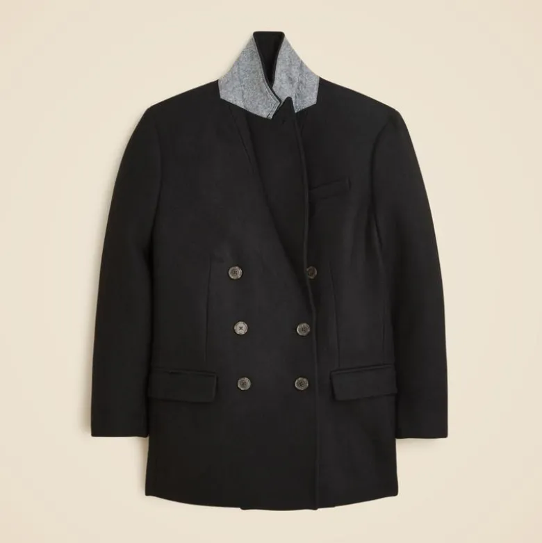 Tailored peacoat in Italian wool-blend melton