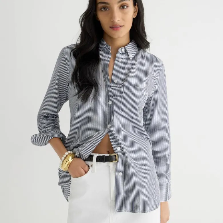 Tall classic-fit washed cotton poplin shirt in stripe