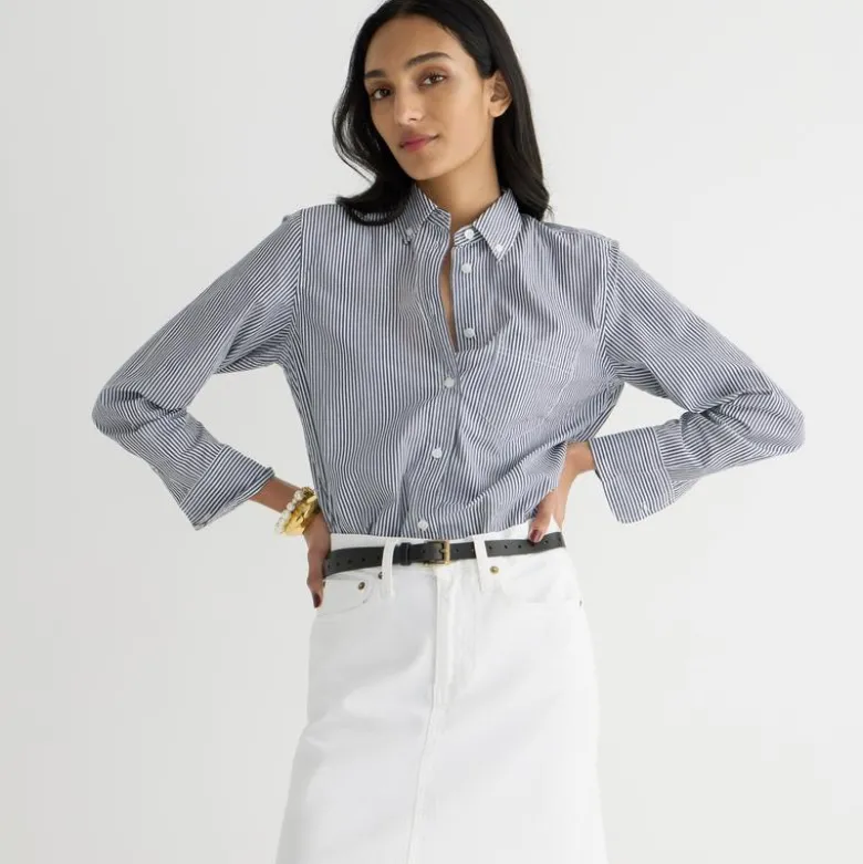 Tall classic-fit washed cotton poplin shirt in stripe