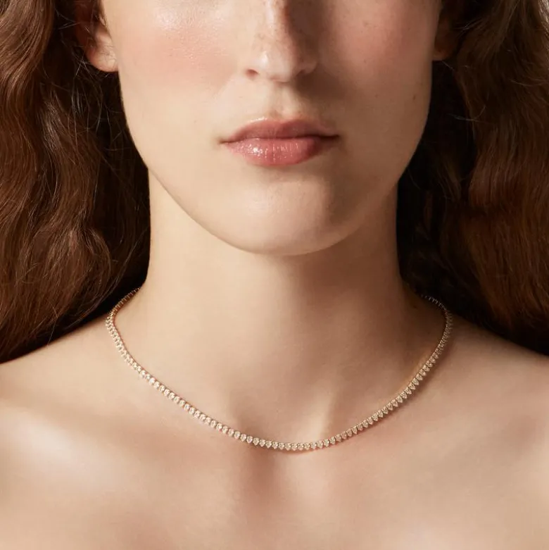 Teardrop cubic zirconia bezel-set tennis necklace