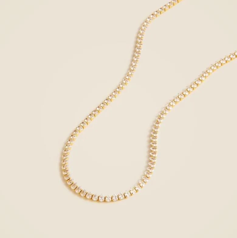 Teardrop cubic zirconia bezel-set tennis necklace