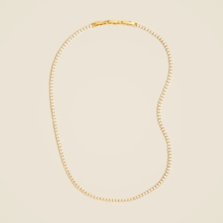 Teardrop cubic zirconia bezel-set tennis necklace