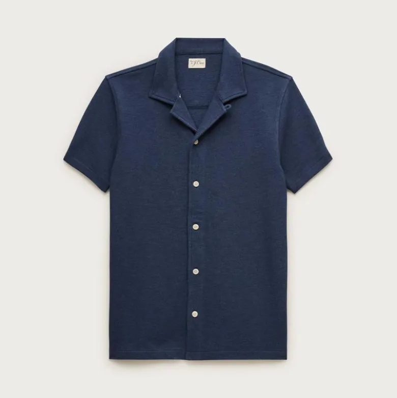 Textured camp-collar knit shirt
