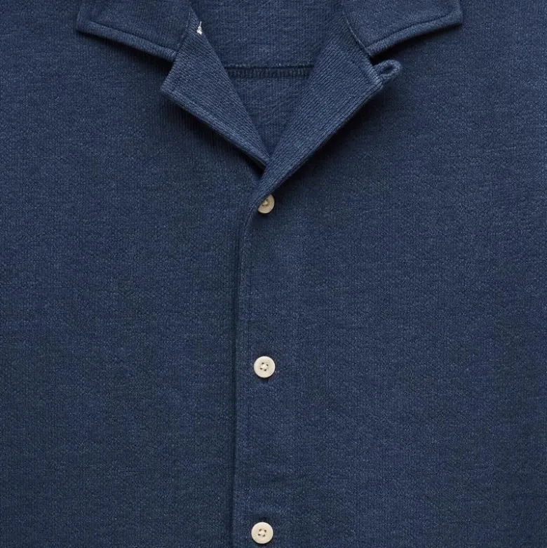 Textured camp-collar knit shirt