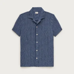 Textured camp-collar knit shirt in stripe