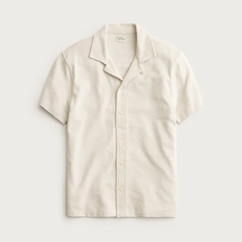 Textured camp-collar knit shirt
