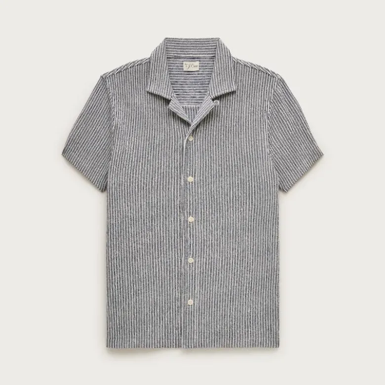 Textured camp-collar knit shirt in stripe
