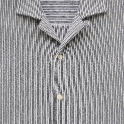 Textured camp-collar knit shirt in stripe