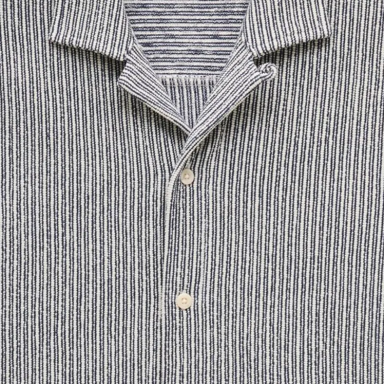 Textured camp-collar knit shirt in stripe