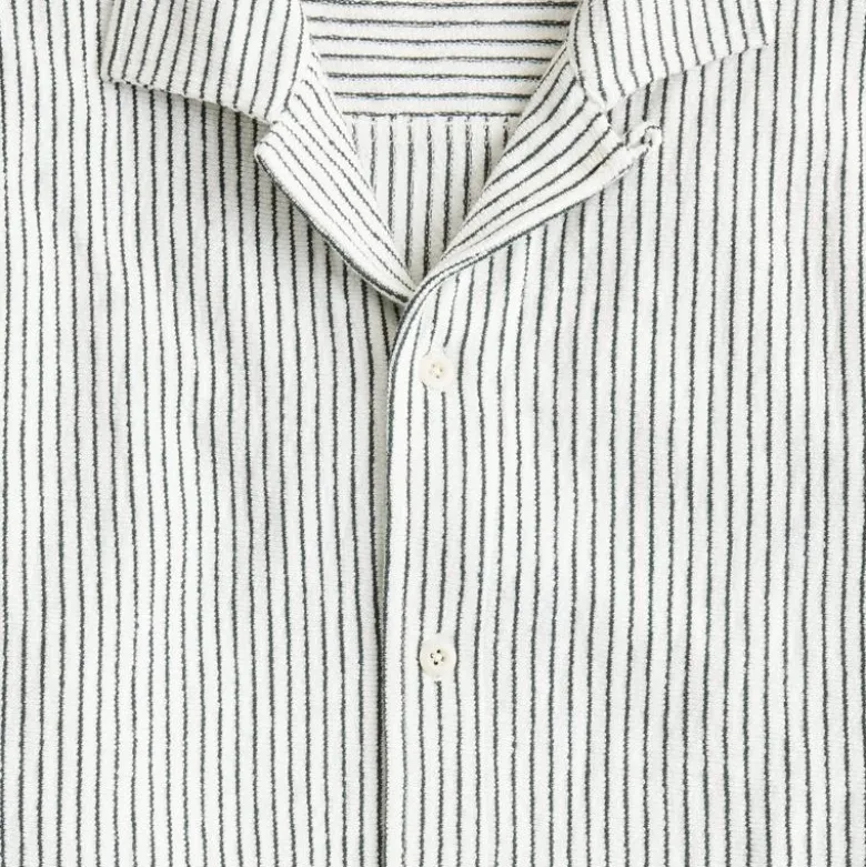 Textured camp-collar knit shirt in stripe