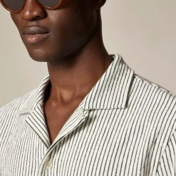 Textured camp-collar knit shirt in stripe