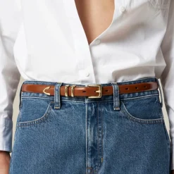 Thin spazzolato Italian leather belt