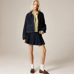 Étienne cropped button-up shirt in striped cotton poplin