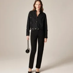 Étienne cropped button-up shirt in embellished cotton poplin