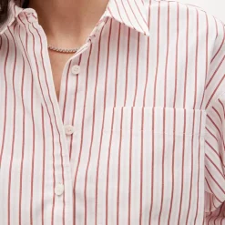 Étienne cropped button-up shirt in striped cotton poplin