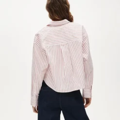 Étienne cropped button-up shirt in striped cotton poplin