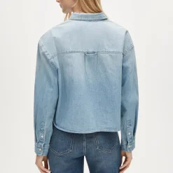 Étienne cropped button-up shirt in chambray
