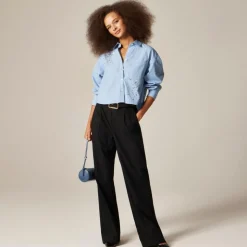 Étienne cropped button-up shirt with embellishments in stripe