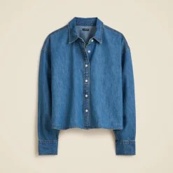 Étienne cropped button-up shirt in chambray