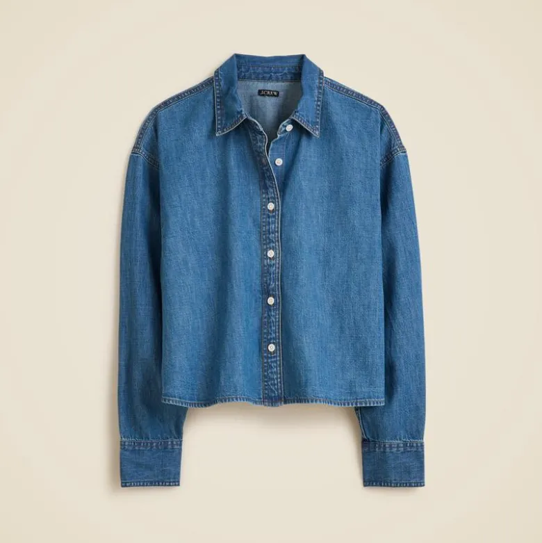 Étienne cropped button-up shirt in chambray