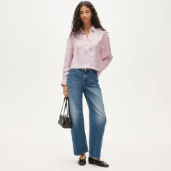 Étienne cropped button-up shirt in viscose twill