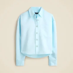 Étienne cropped button-up shirt in duchesse satin