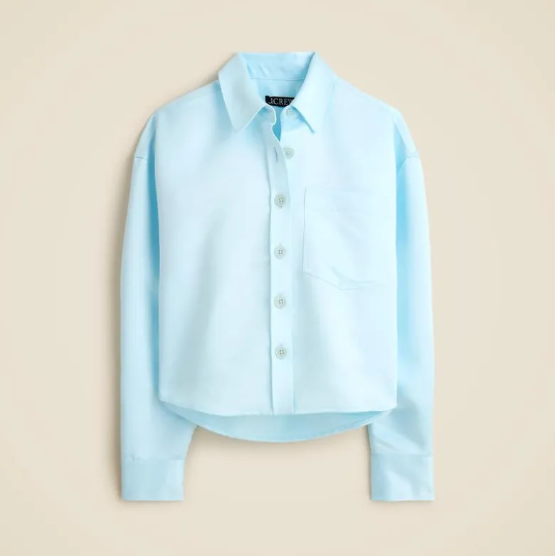 Étienne cropped button-up shirt in duchesse satin