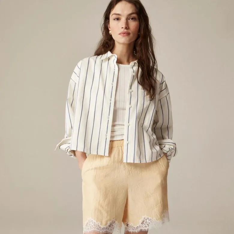 Étienne cropped button-up shirt in stripe