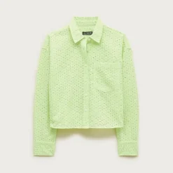 Étienne cropped eyelet button-up shirt in cotton poplin