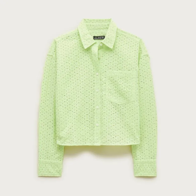 Étienne cropped eyelet button-up shirt in cotton poplin