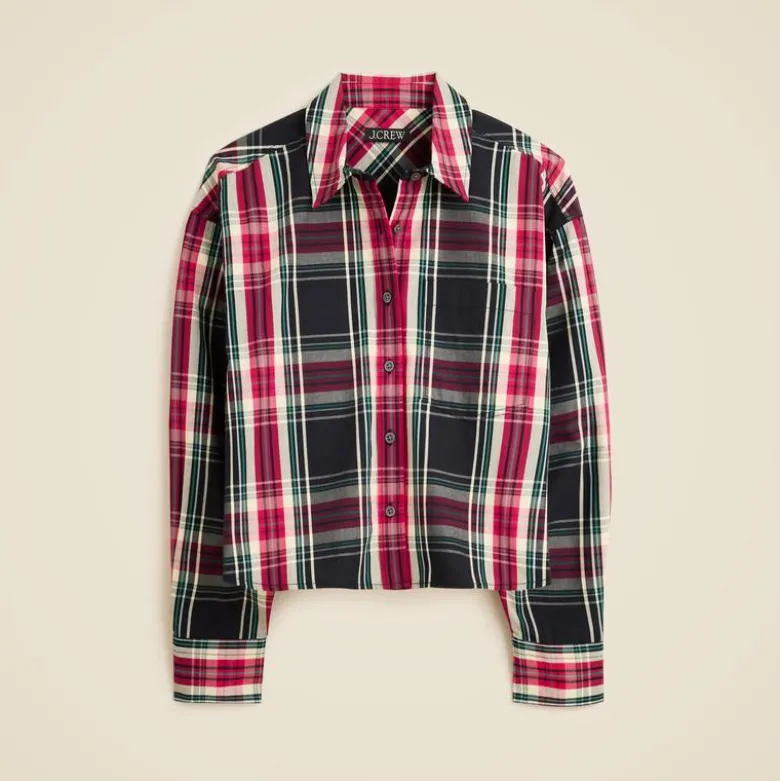 Étienne cropped shirt in Stewart tartan cotton poplin
