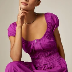 Tiered midi dress in cotton poplin