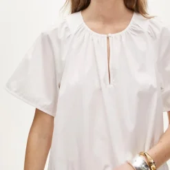 Tiered popover dress in cotton poplin