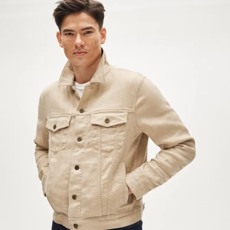 Trucker jacket in linen-cotton blend