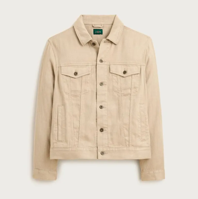 Trucker jacket in linen-cotton blend