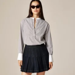 Tuxedo popover shirt in striped cotton poplin