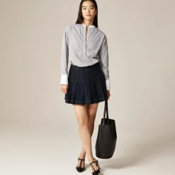 Tuxedo popover shirt in striped cotton poplin