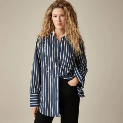 Tuxedo-bib button-up shirt in stripe