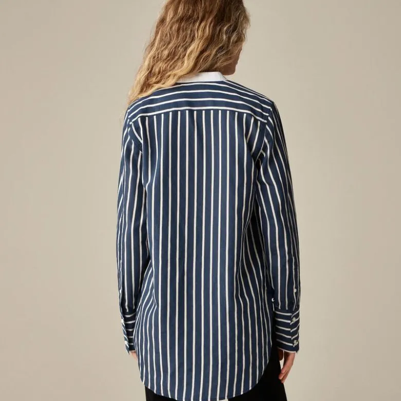 Tuxedo-bib button-up shirt in stripe