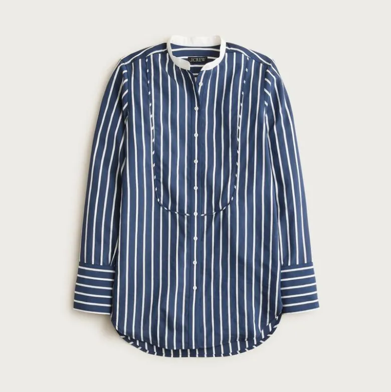 Tuxedo-bib button-up shirt in stripe
