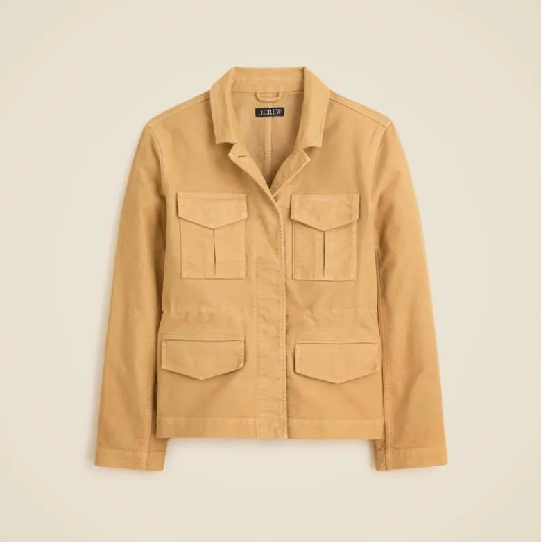 Utility chore jacket in brushed chino