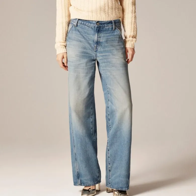Utility low-rise wide-leg jean