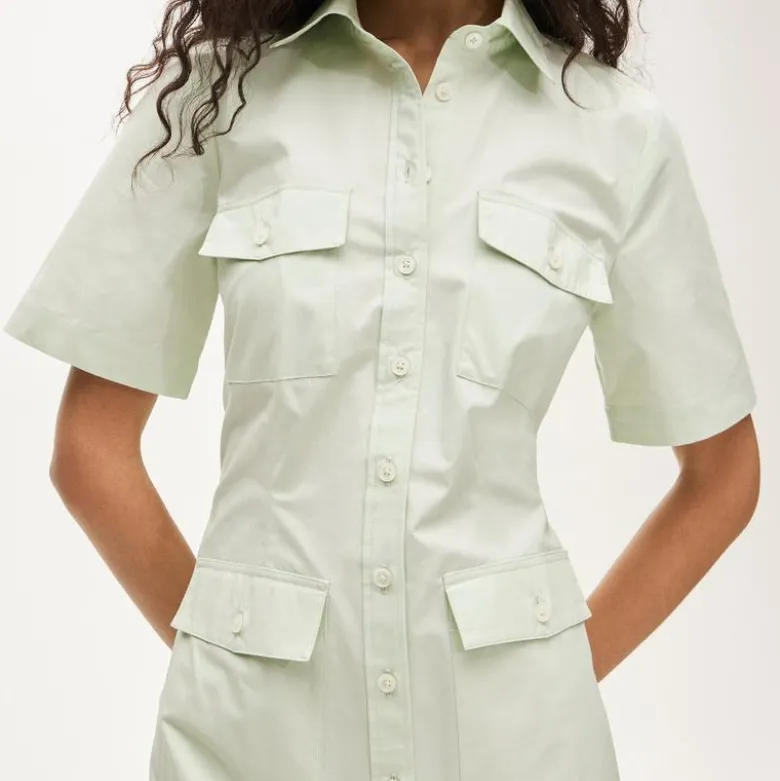 Utility midi shirt-dress in cotton poplin