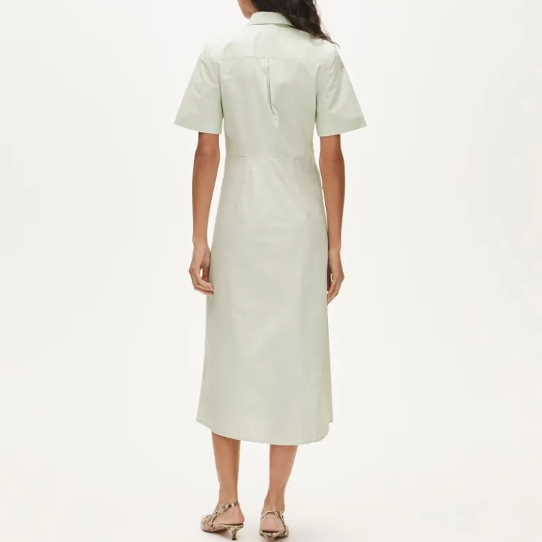 Utility midi shirt-dress in cotton poplin