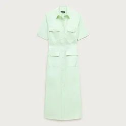Utility midi shirt-dress in cotton poplin