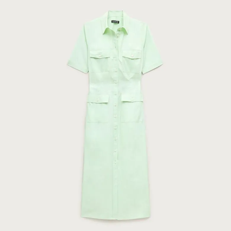 Utility midi shirt-dress in cotton poplin
