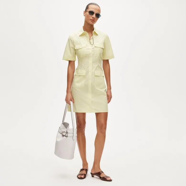 Utility shirt-dress in cotton poplin